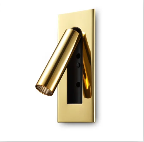 Modern hotel bedroom bed headboard wall light recessed mounted 3w led reading wall lamp