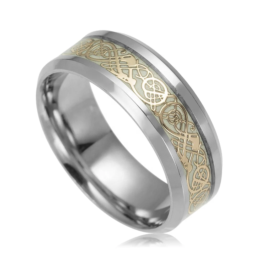 Wholesale Luminous Ring Gold Dragon Stainless Steel /Titanium  Ring Gift For Men Women