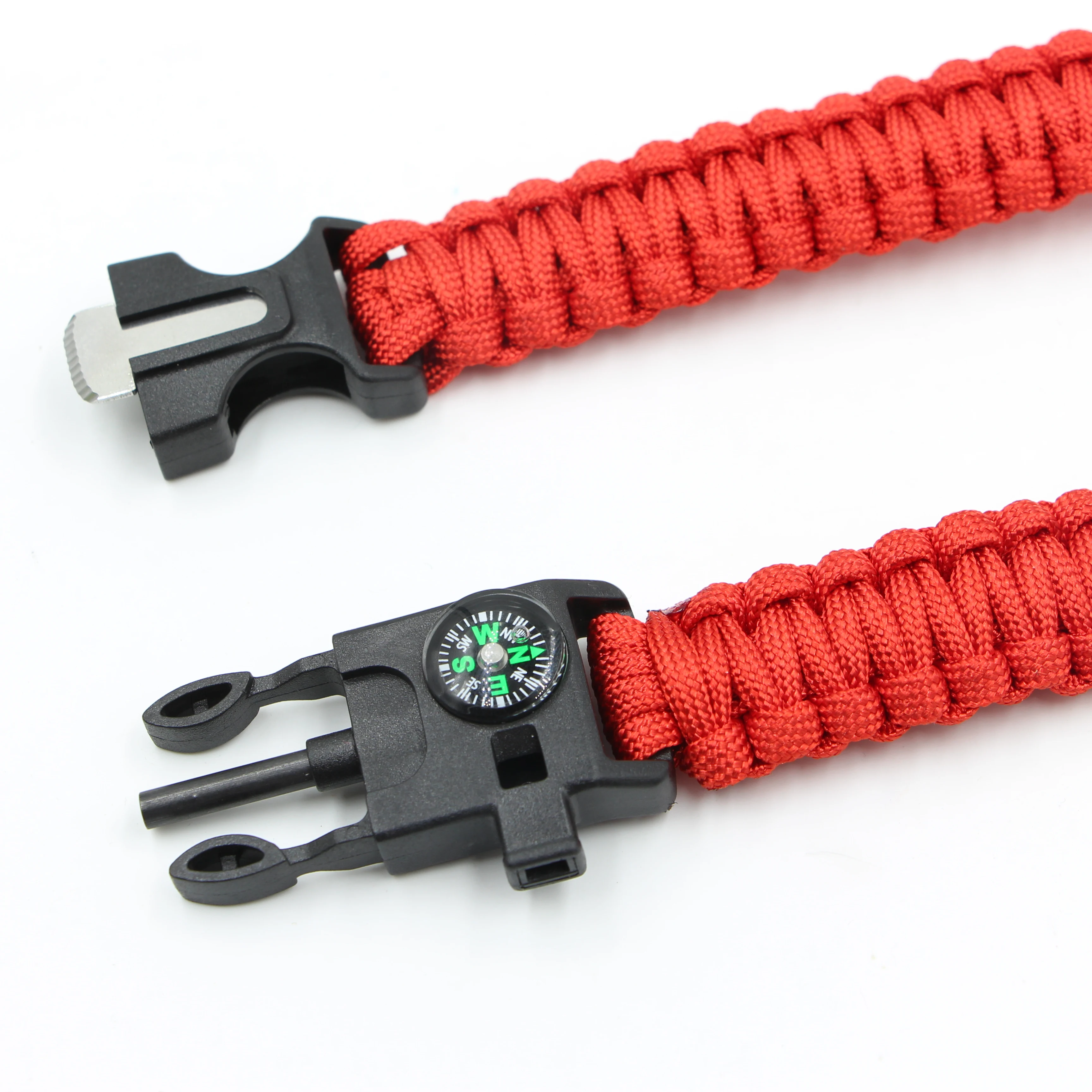Outdoor Whistle buckle and compass bangles paracord survival bracelet