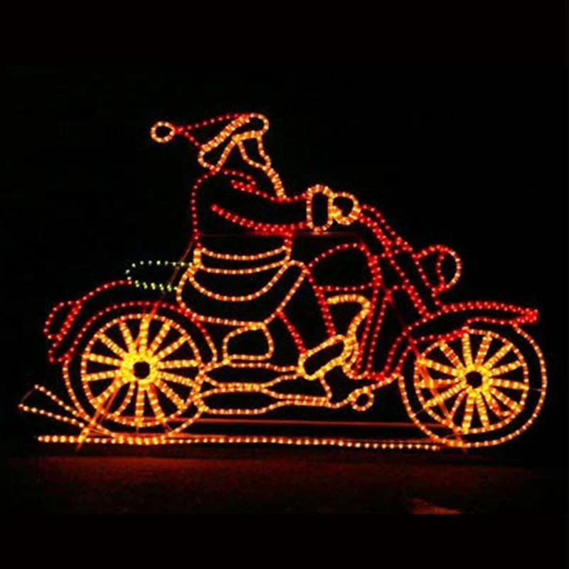 Commercial rope light silhouette LED motorcycle christmas lights