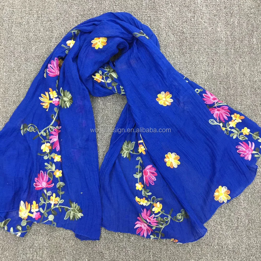 2017 Top sale yiwu unique Turkey vintage decorative accessories tippet stole headwraps lady blossom embroidery new viscose scarf