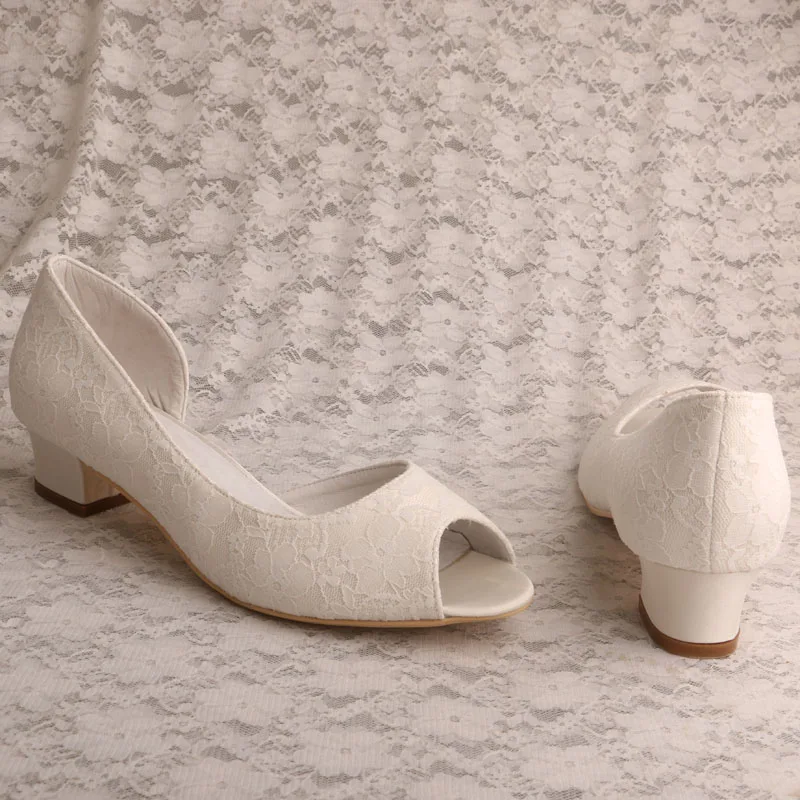 Wedding Peep Toe Shoe Low Heel