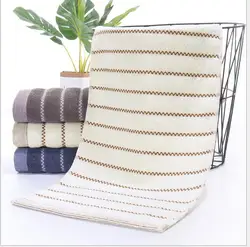 Home textiles wholesale fashion soft solid color striped long bathroom face wash towel