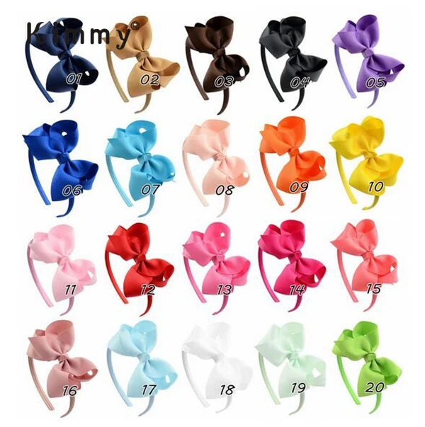 Wholesale Solid Color Grosgrain Ribbon Bow With Band for Girls