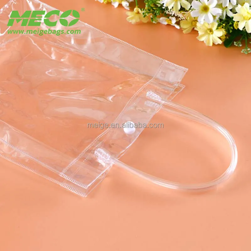 Clear Plastic Pvc Clear Cosmetic Bag With Snap Button