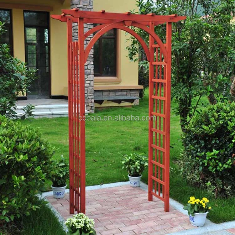 Wooden Garden Arch Pergola Trellis Plant Support Archway Flowers Ground Spikes