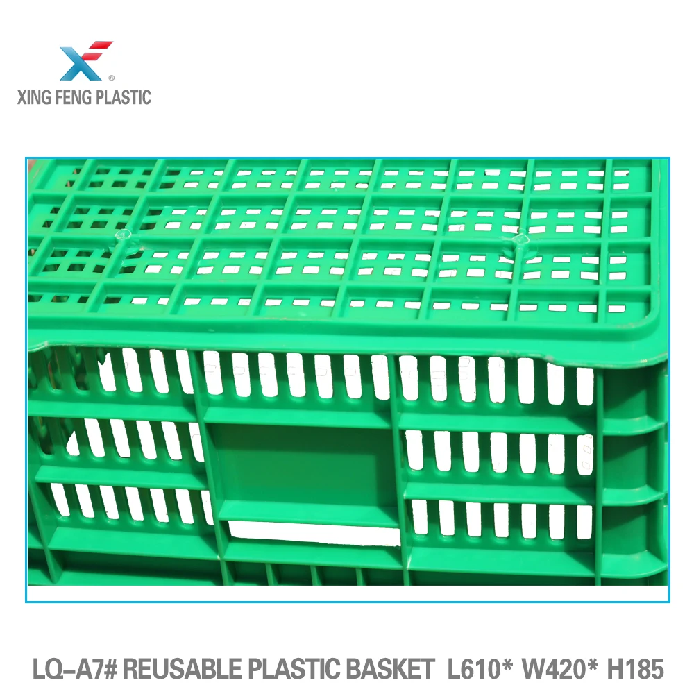 Empty fruit plastic shopping basket used crates for sale 610*420*185mm