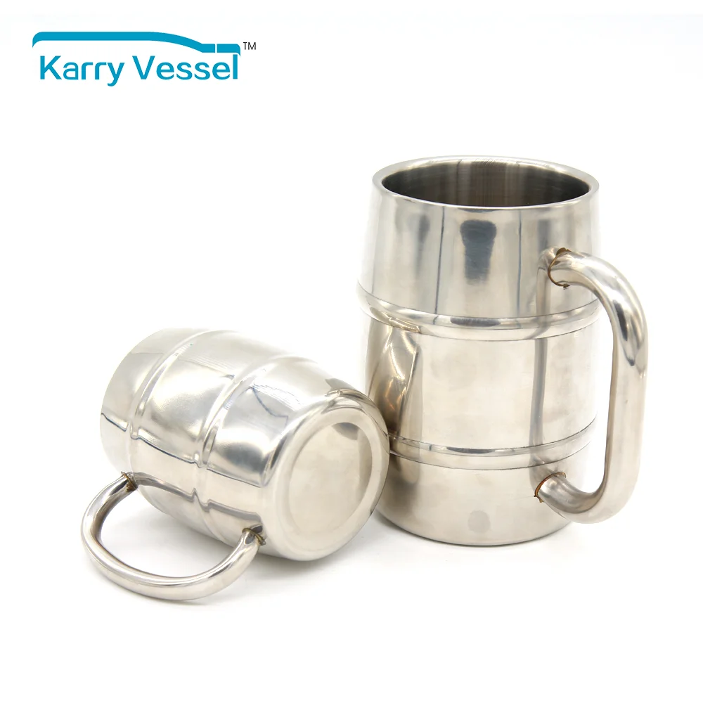 KARRY VESSEL Customized Logo Wholesale Double Wall Stainless Steel Beer Mug Tankard tumbler With Handle