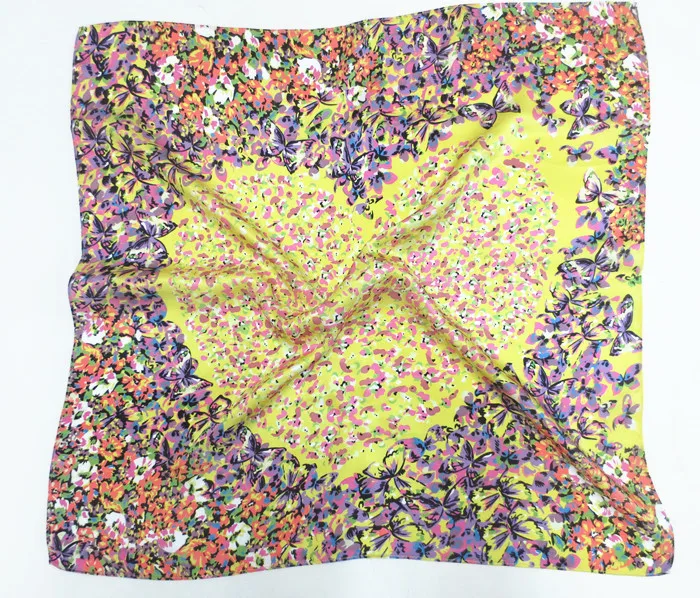 Fashionable wholesale real silk scarves 90 x90 square satin scarves