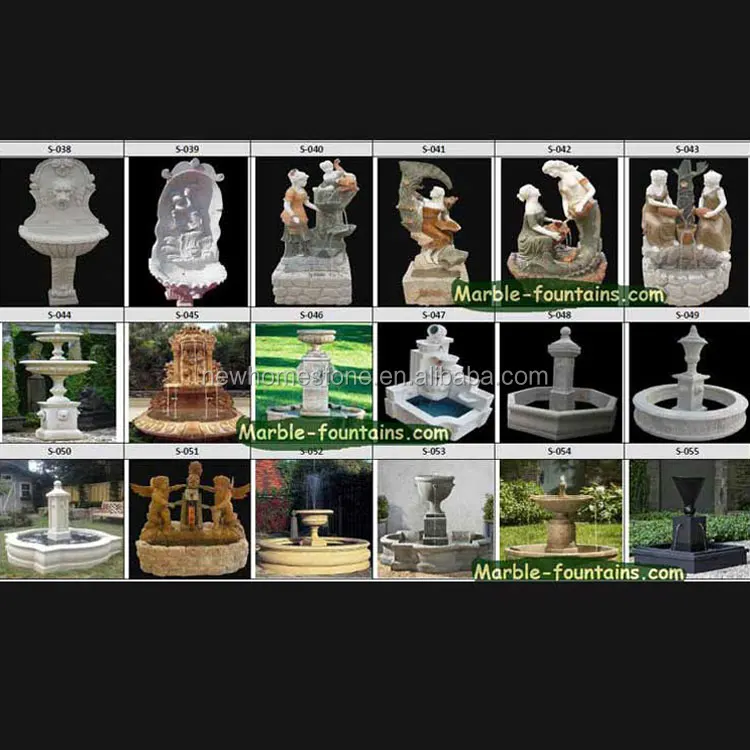 Luxury Beige Marble Sculpture Carving Stone Wall Waterfall Fountain