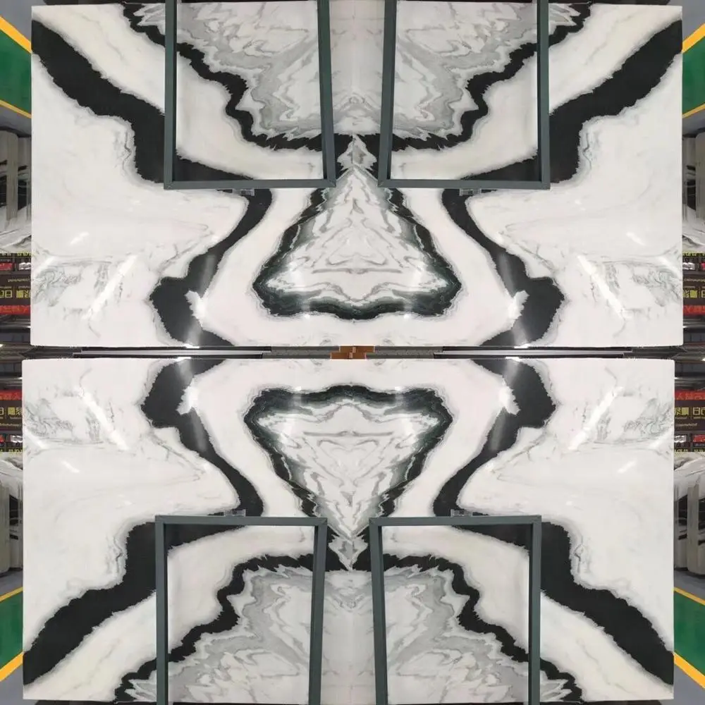 Stock Supply Book Match Panda White Marble Stone Slabs