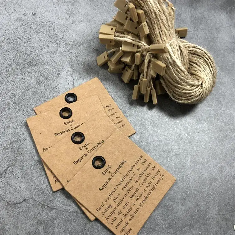 Пользовательская одежда, переработанная Экологически чистая коричневая ушко, ярлык из крафт-бумаги