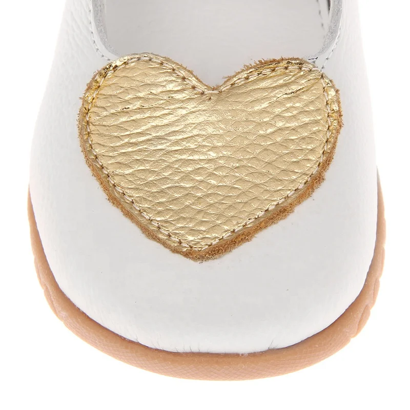 Adorable Girls sweet heart shape white mary jane shoes