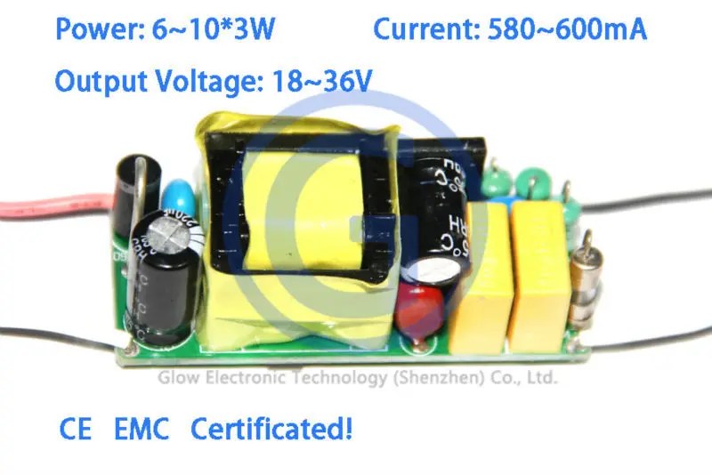 high pf dc led power driver 30w 600ma 10x3w 27w 24w