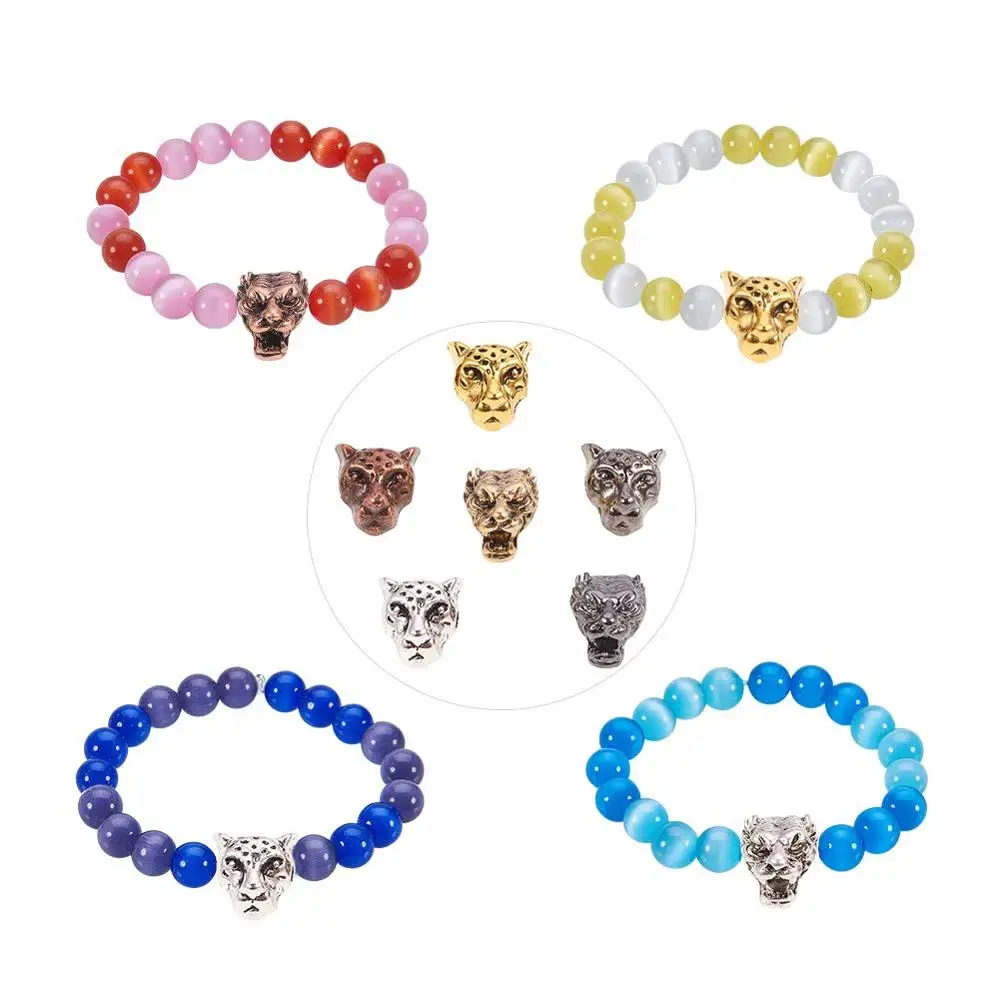Alloy Lion Head Beads Connector Charm Beads for Bracelet Necklace Earrings Jewelry Making Crafts
