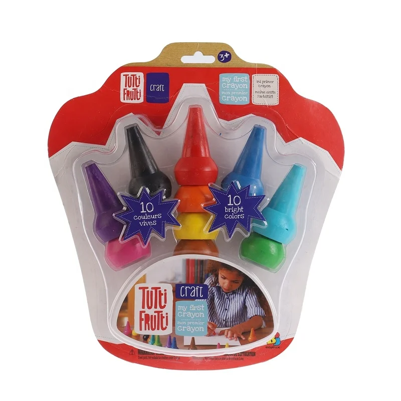 School Supplier 10PCS Plastic Finger Crayon With Blister Card