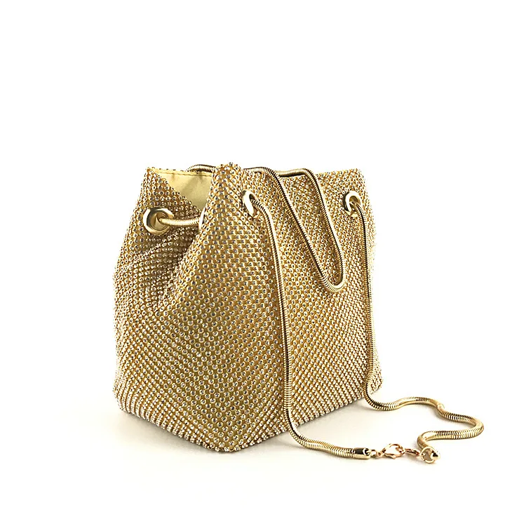 Women Girls Crystal Rhinestone Mini Bucket Evening Bags Wedding Clutch Shoulder Purse Party ladies hand bags