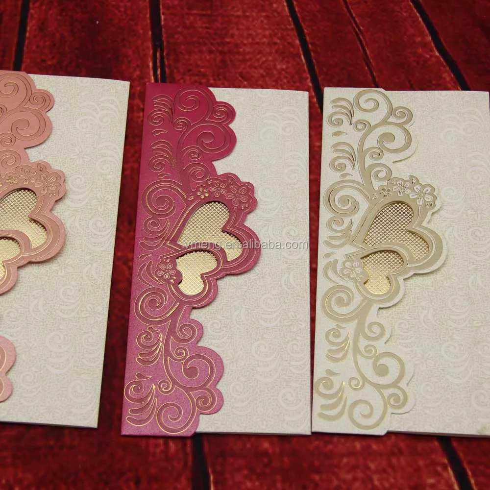 
2016 new arrival hot stamping wedding invitation card wholesale/Romantic muslin wedding cards 