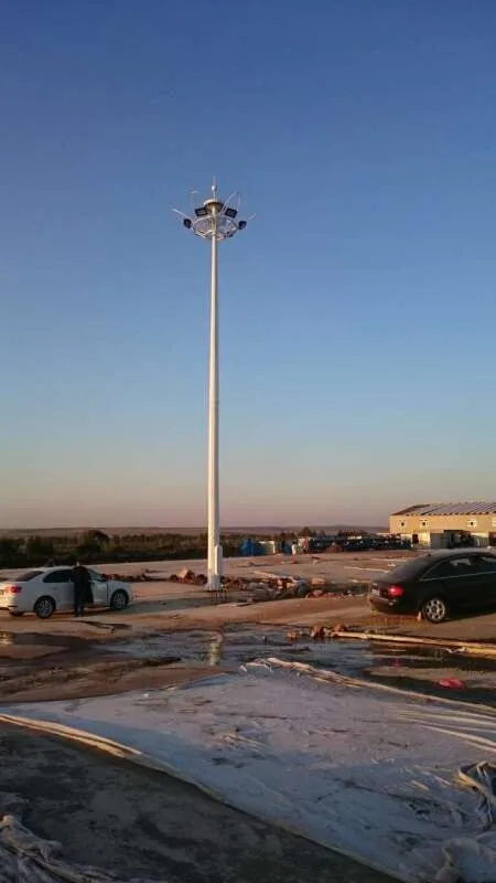 Powder Coating Typhoon prevention telescopic cctv camera high mast pole