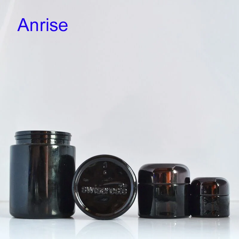 Luxury 5ml 15ml 30ml 50m 100m 200ml UV Violet Eye Cream Glass Jar Round Black Violet Cream Glass Jar with Black Flat Lid