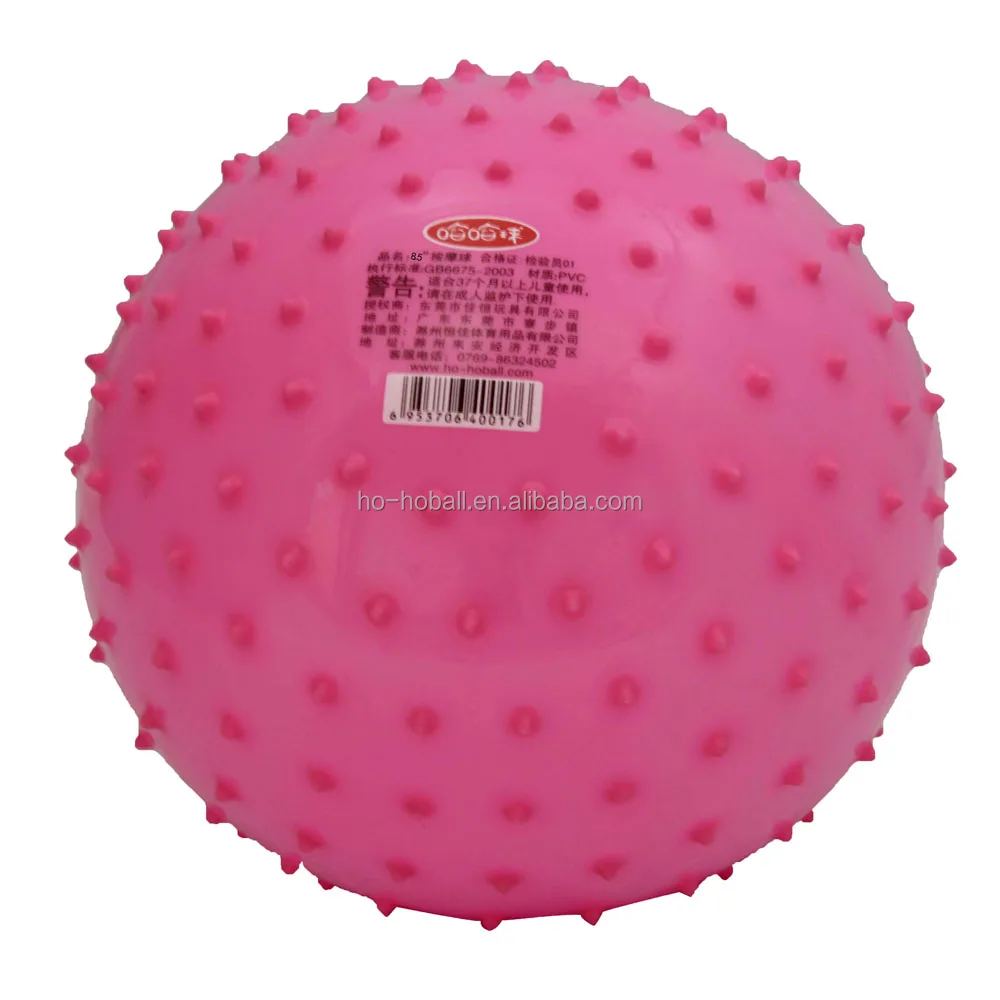 Inflatable 6 inch pink knobby spike ball for kids play
