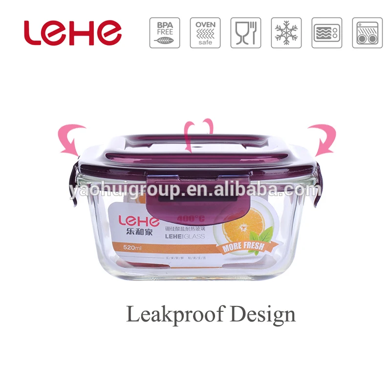 Hot sales Microwave Oven Safe Square glass container leakproof bento lunch box