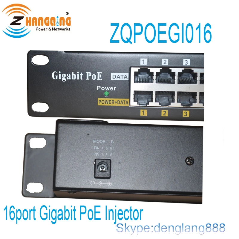 Rack mount Gigabit Passive POE Panel 24v 48v 56v PoE Injector 16 Port for Wireless AP