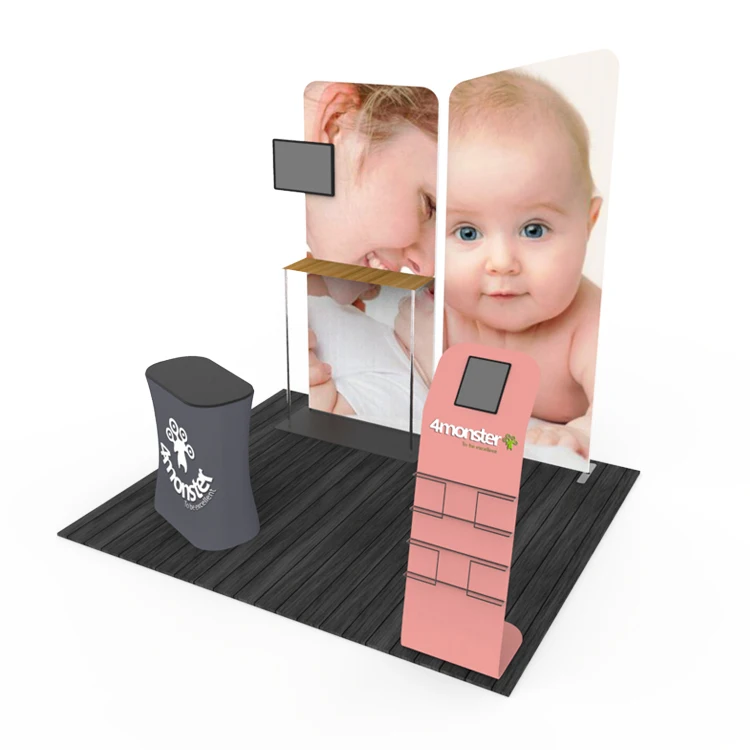 Custom aluminum portable stands mirror photo exhibition trade show booth