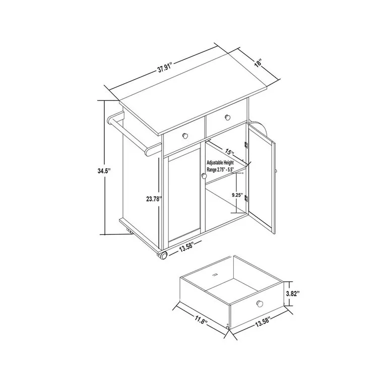 Классическая деревянная мебель, Кухонная Тележка с ящиками для кухонного инструмента