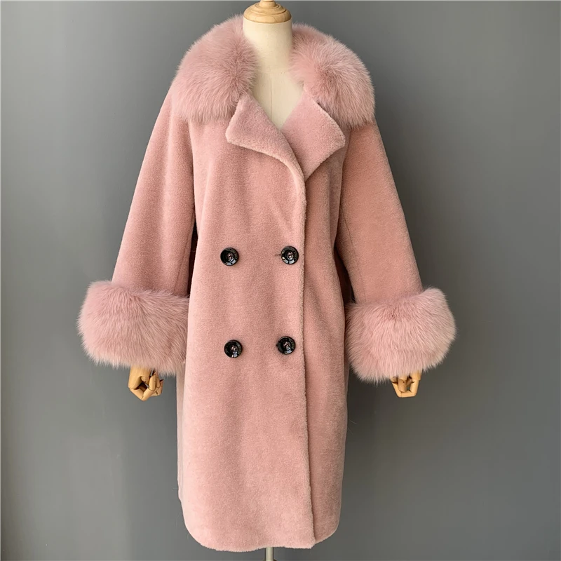 Mao Mao Fur Hot Sell Fashion Women Real Sheep Wool Coat Winter Warm Teddy Bear  Coat for Women