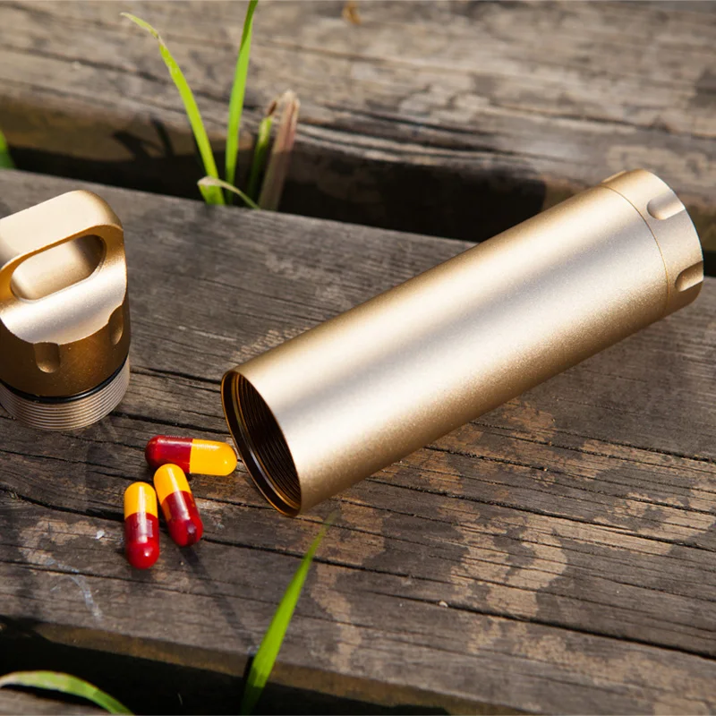 
EDC Aluminum Waterproof Capsule Storage Container Tank Survival Kit First Aid Cartridge Outdoor Survival Kit 