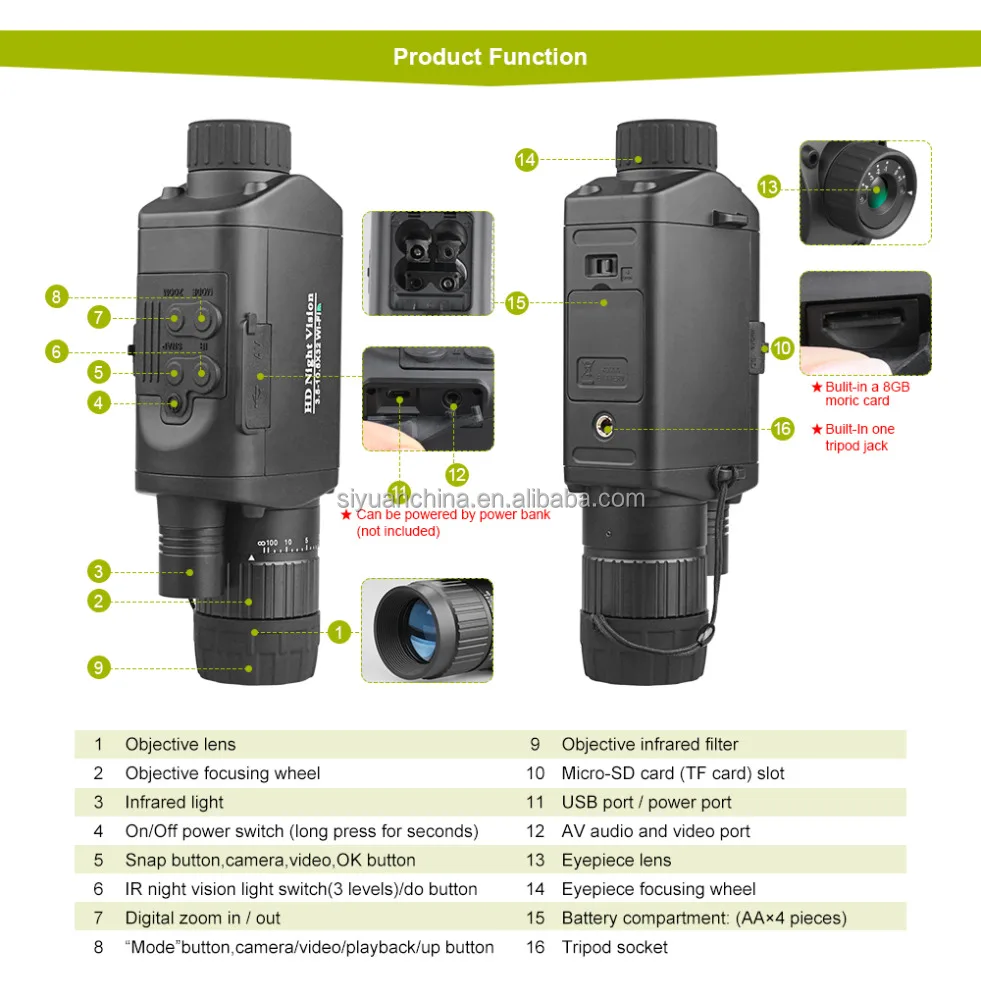 
Bestguarder mortable digital night vision monocular camera with wifi function 