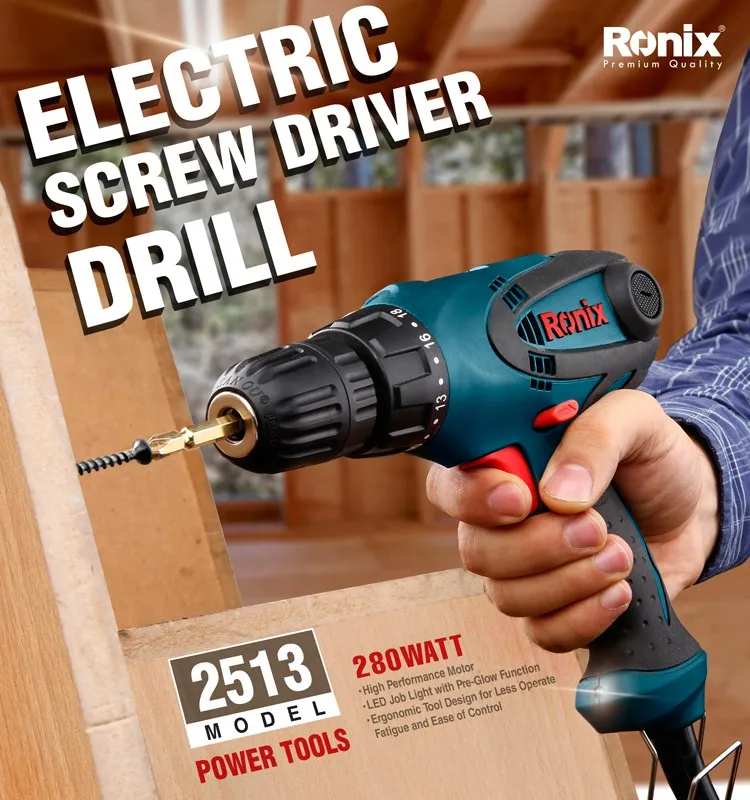 Профессиональная электрическая отвертка Ronix, новая модель 2513 10 мм 280 Вт, миниатюрная электрическая отвертка с контролем крутящего момента