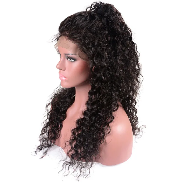 Long hair small wave virgin hair wig black color cap for make wig wholesale fashion wig human hair lace front