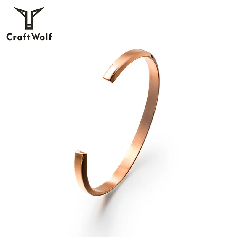Craft Wolf custom jewelry gold silver titanium  women bangles  316L stainless steel trendy bangle bracelet for men