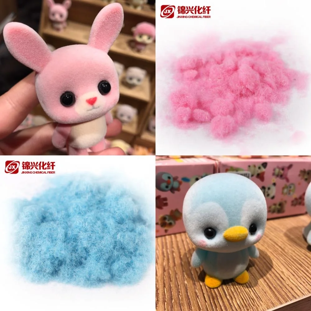 flock cute toy materials nylon 66 flock fiber 3D*0.8mm semi-dull color flock powder