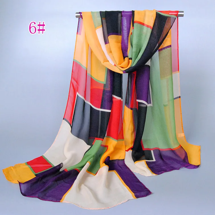 Wholesale High Quality Chiffon Scarves Women Sunscreen Fashion Plaid Scarf Shawl Beach Hijab