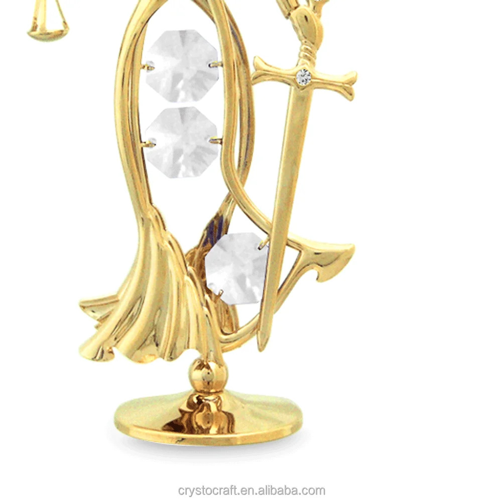 Special Price Stylish Gold Plated Metal Crystal Goddess of Justice Figurine Christian Gift