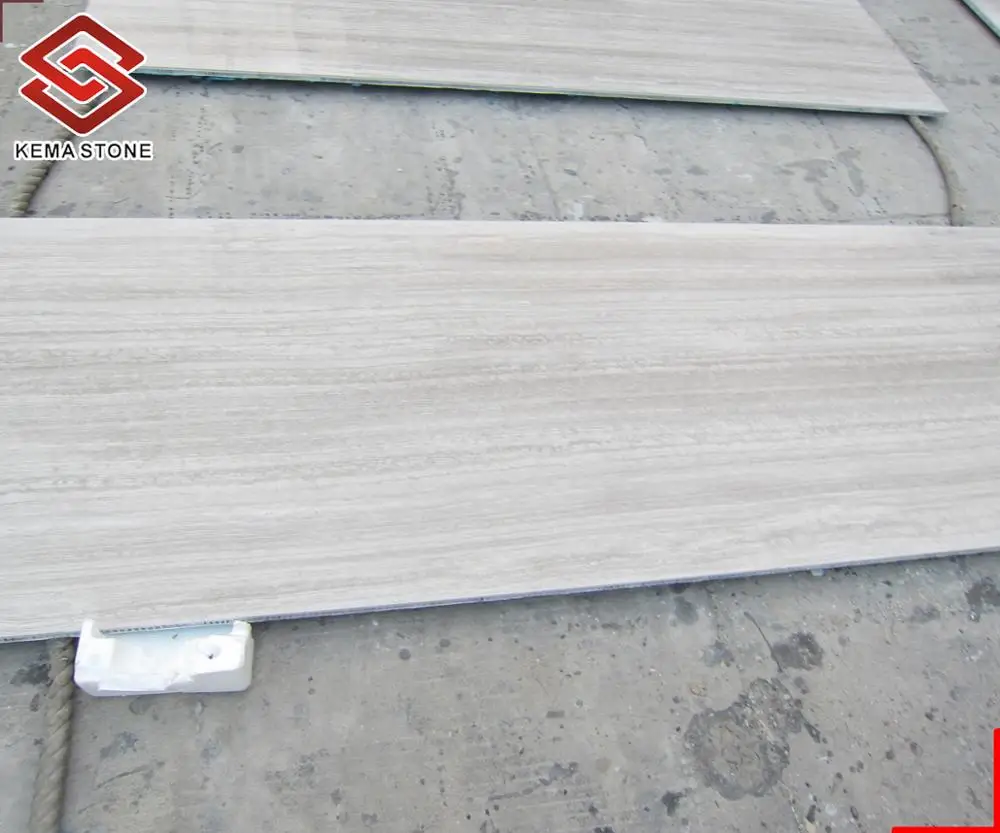 White Wood Grain Vein Marble Thin Tile