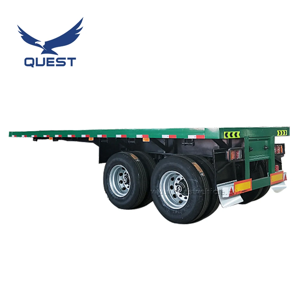 Cheap 2 Axle 20ft Used Trailer Container Flatbed Truck 20 Feet Flat Deck Semi for