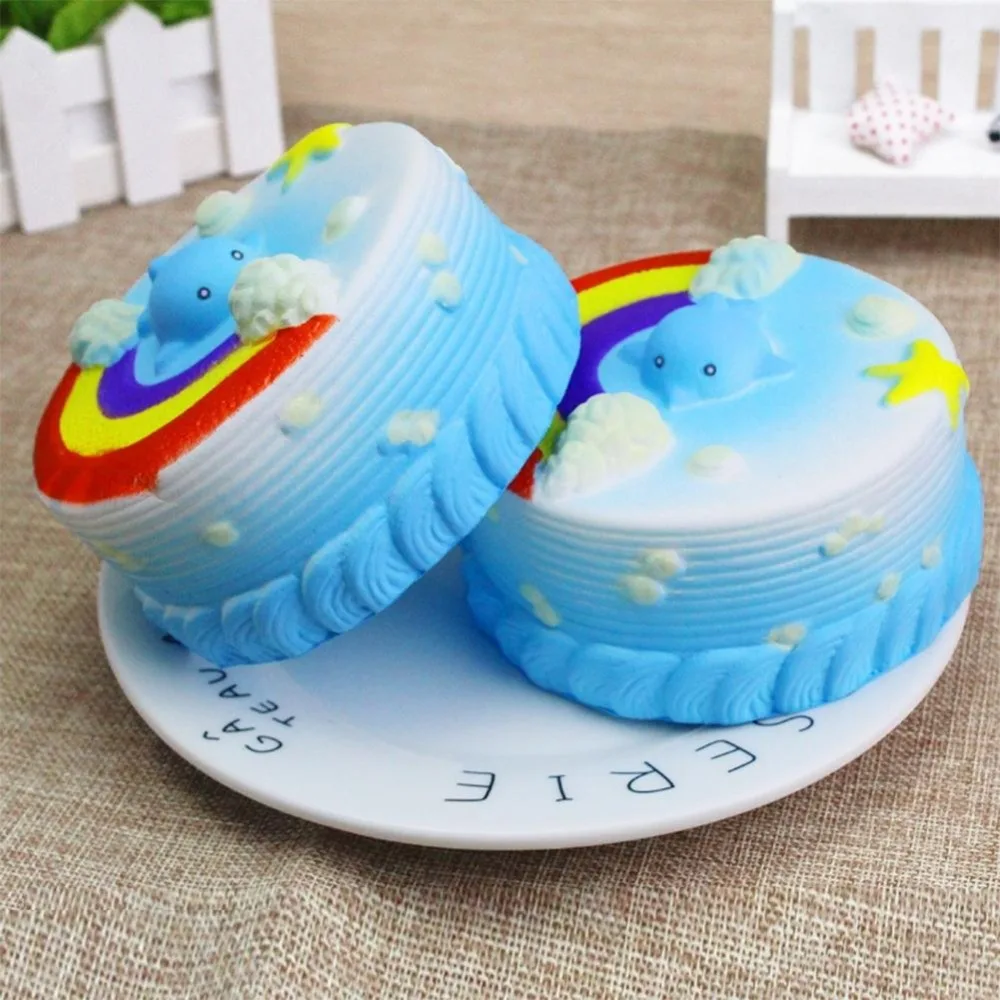 Squishy Slow Rising blue cake rainbow Cute Squishy Toy Cake Slow Rising Stress Reliever Toy squishy