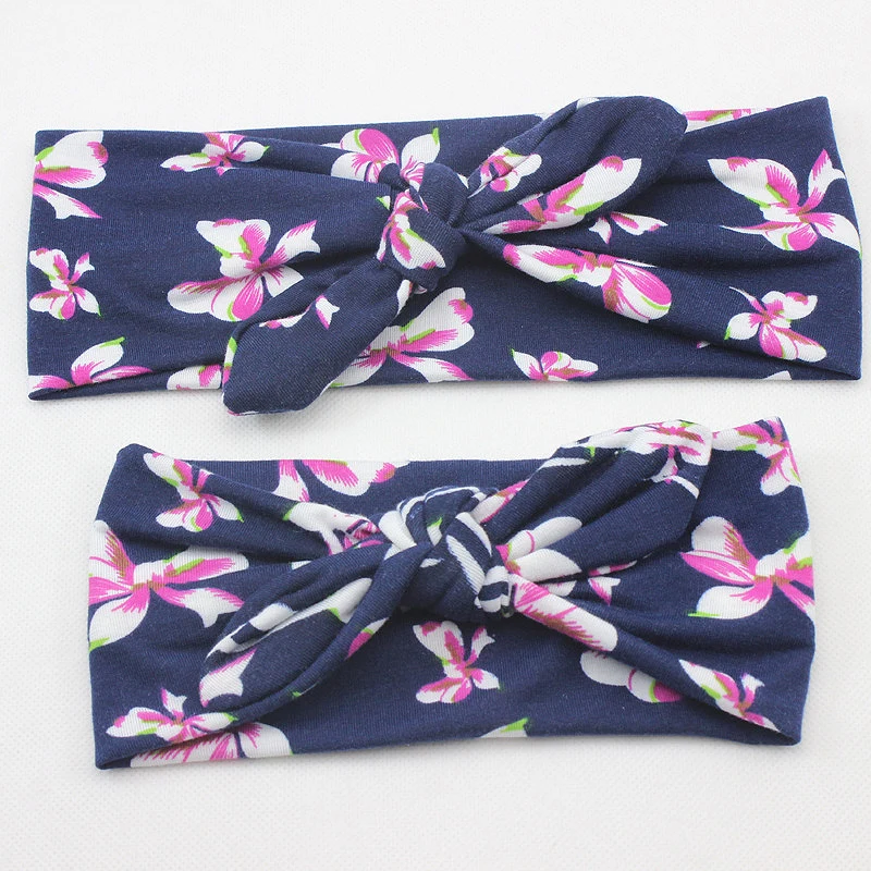 
Parent child Baby and Mother Big Bow Elastic Headband Turban Wrap Toddler Rabbit Ears Knotted Hair Band 