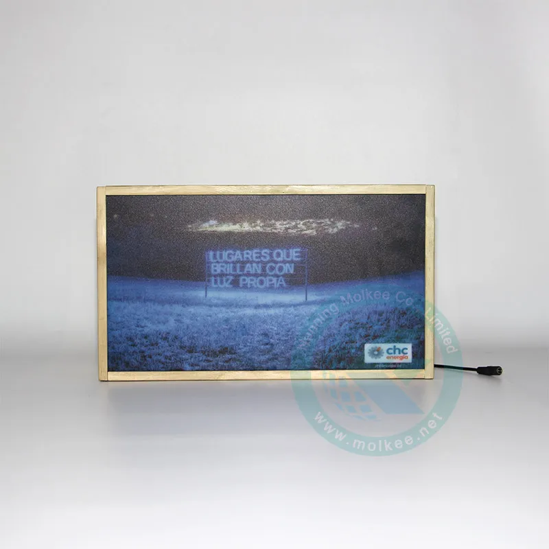 Slim Wood Frame Stand On Desk Wooden Advertising Led Light Box