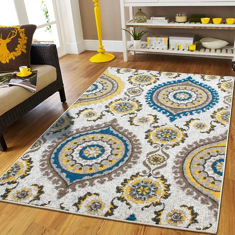 Luxury 5x8 Cream Blue Brown Black Area Rugs Modern Rug For Living Room