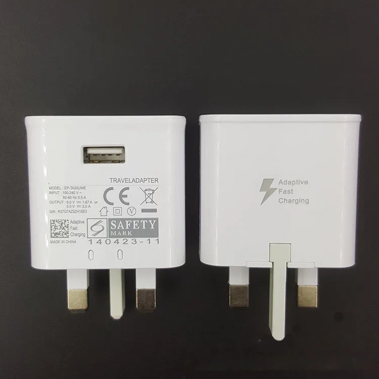 
S6/S7/S8/S9/S10 3 pin plug British Specification plug QC3.0 fast charger adapter white/black for samsung fast charger for uk 