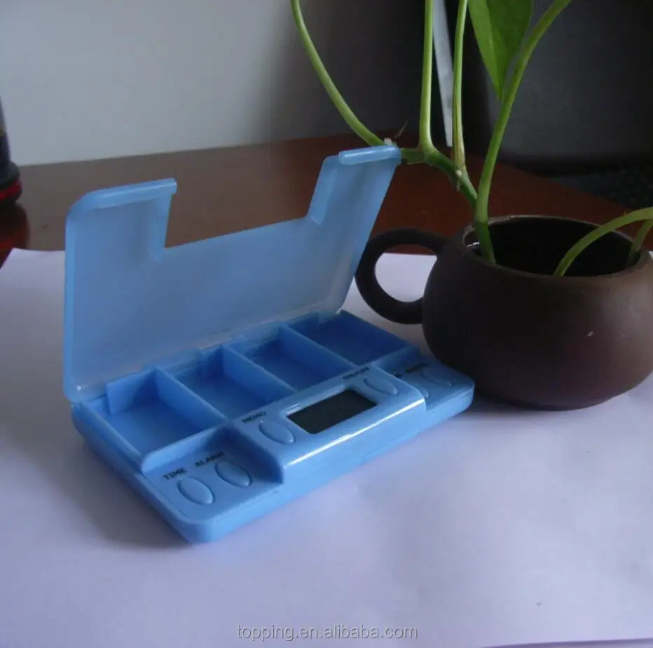 Travel pill box timer with alarm pill dispenser tavl clock