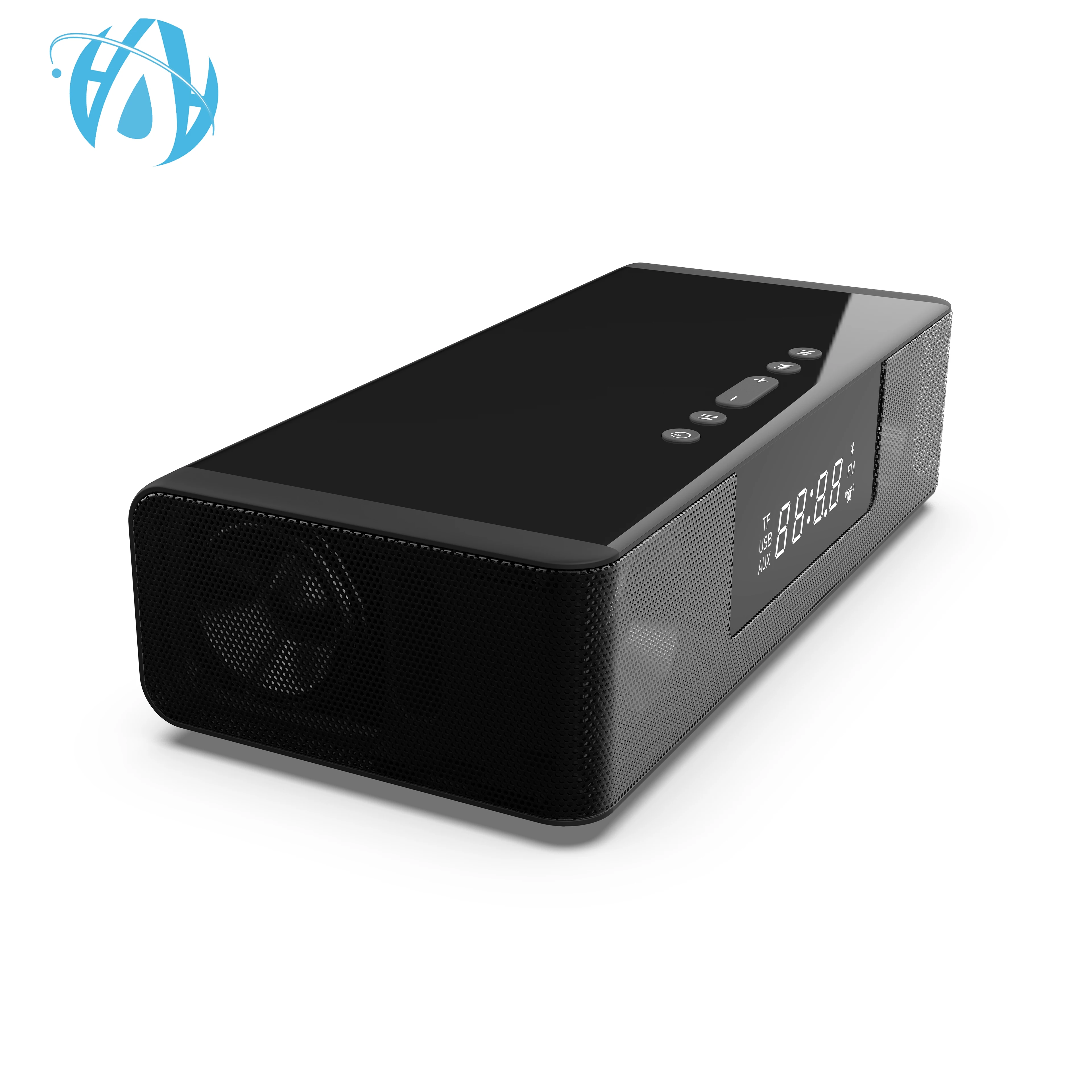 Беспроводное зарядное устройство V5.0 с будильником BT soundbar динамик 4000 мА 4 Ом TFcard USB AUX RCA OPT FM Поддержка нескольких устройств