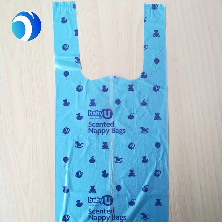 T-shirt biodegradable bag  nappy plastic carrier bag HDPE plastic scented plastic bag