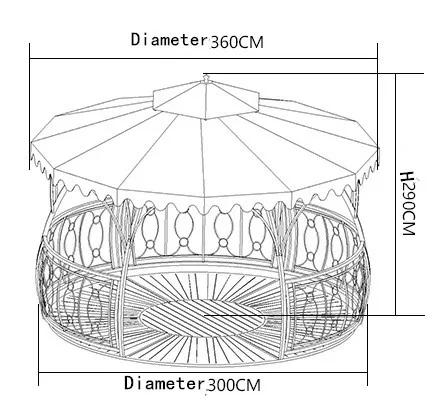 Высококачественная китайская круглая Шестигранная беседка для сада из кованого железа