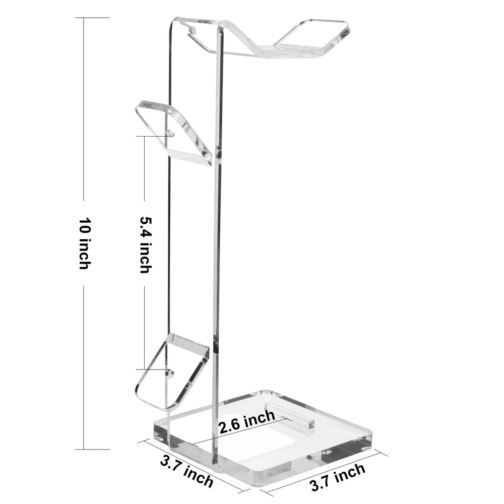 Custom Transparent Acrylic Headset Headphone Organizer Clear Acrylic Stand Gaming Headphone Display Holder With Cable Organizer